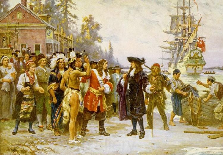 Jean Leon Gerome Ferris Landing of William Penn Norge oil painting art